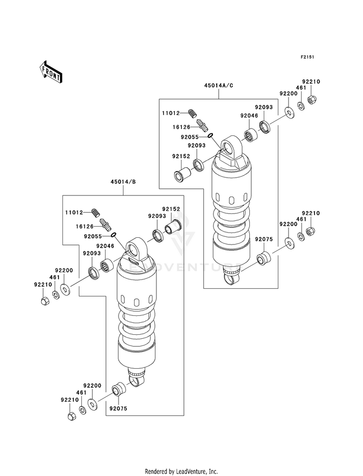 Suspension/Shock Absorber VN1600B8F Vulcan 1600 Mean Streak (2008) Schematic
