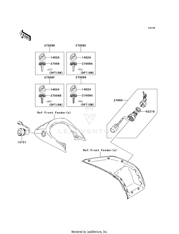 Ignition Switch KVF750D8F Brute Force 750 4x4i (2008) Schematic