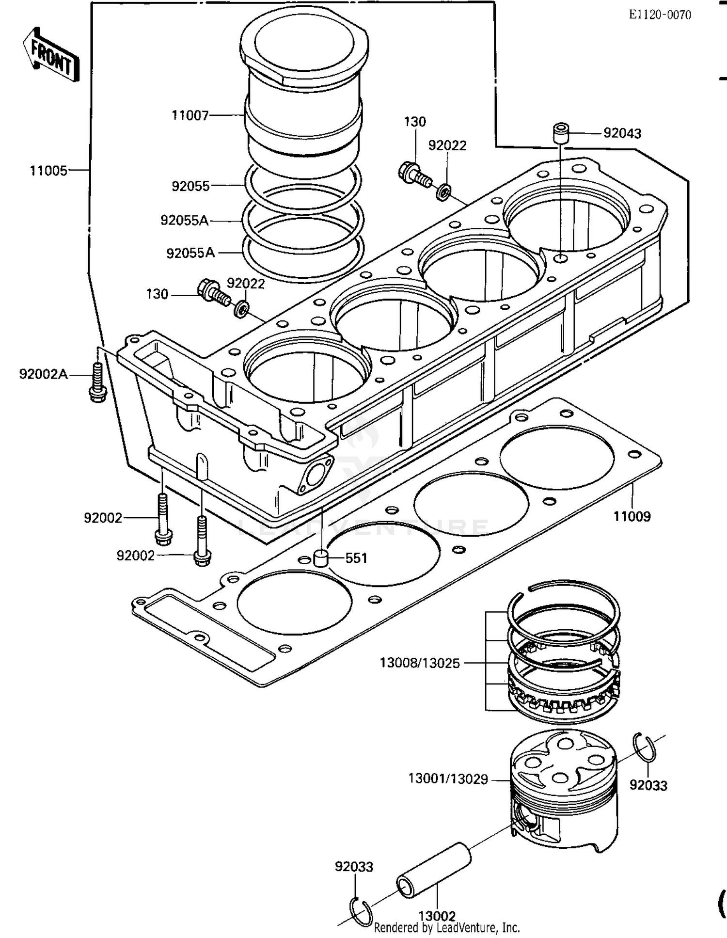 CYLINDER/PISTONS (E/NO. 030894-)