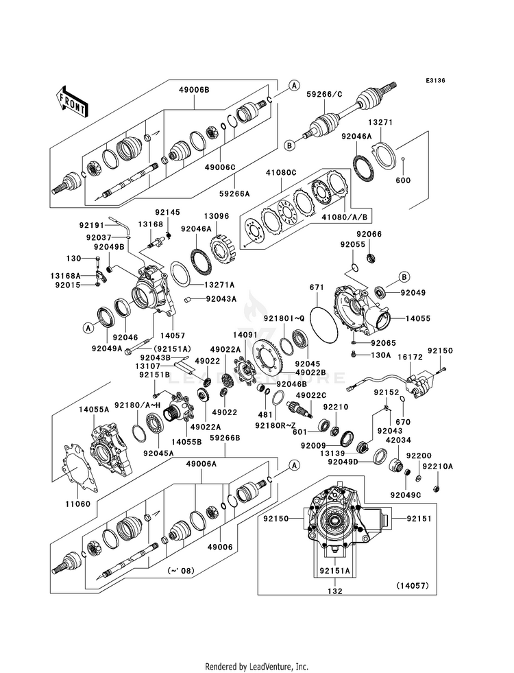 Drive Shaft-Front KVF360AAF Prairie 360 4X4 (2010) Schematic