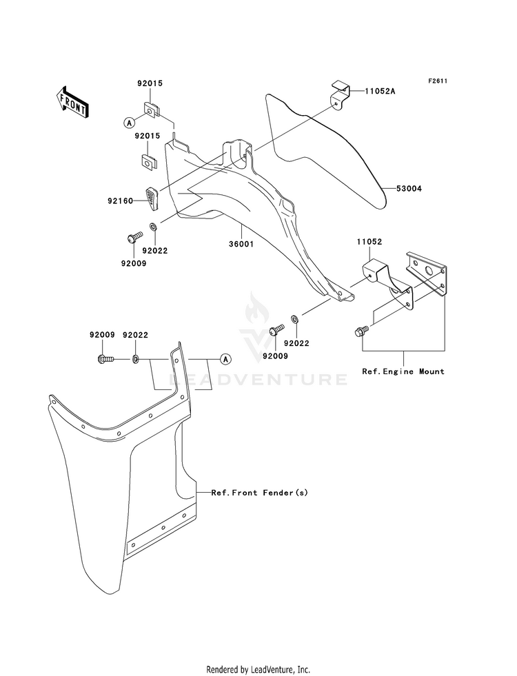 Side Covers KVF360AAF Prairie 360 4X4 (2010) Schematic