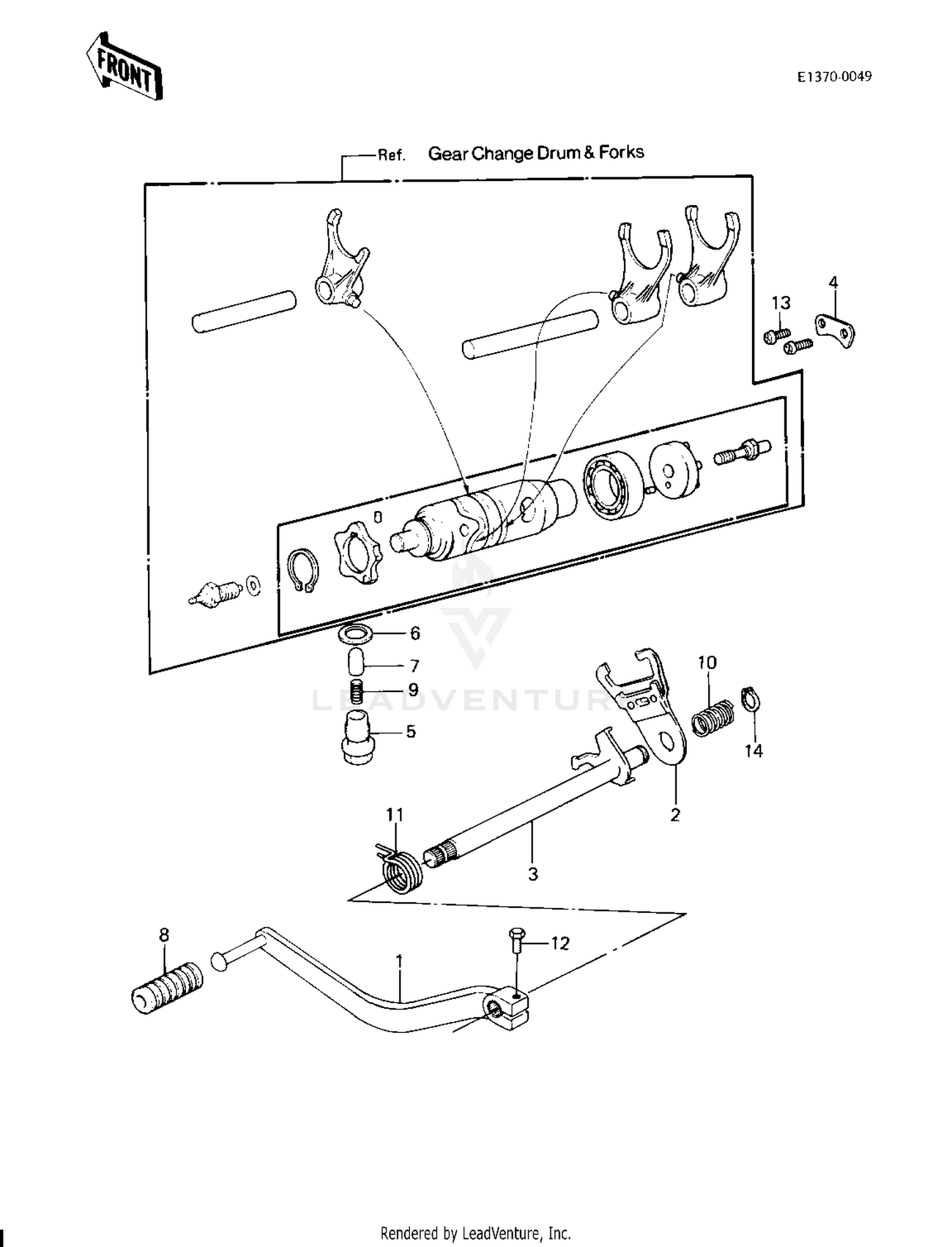 GEAR CHANGE MECHANISM ('83 KLT200-A4/A4A
