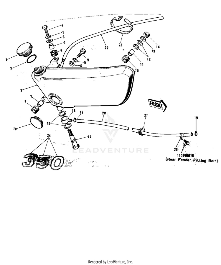 Oil Tank ('74-'75 F9-B/F9-C 350) Schematic