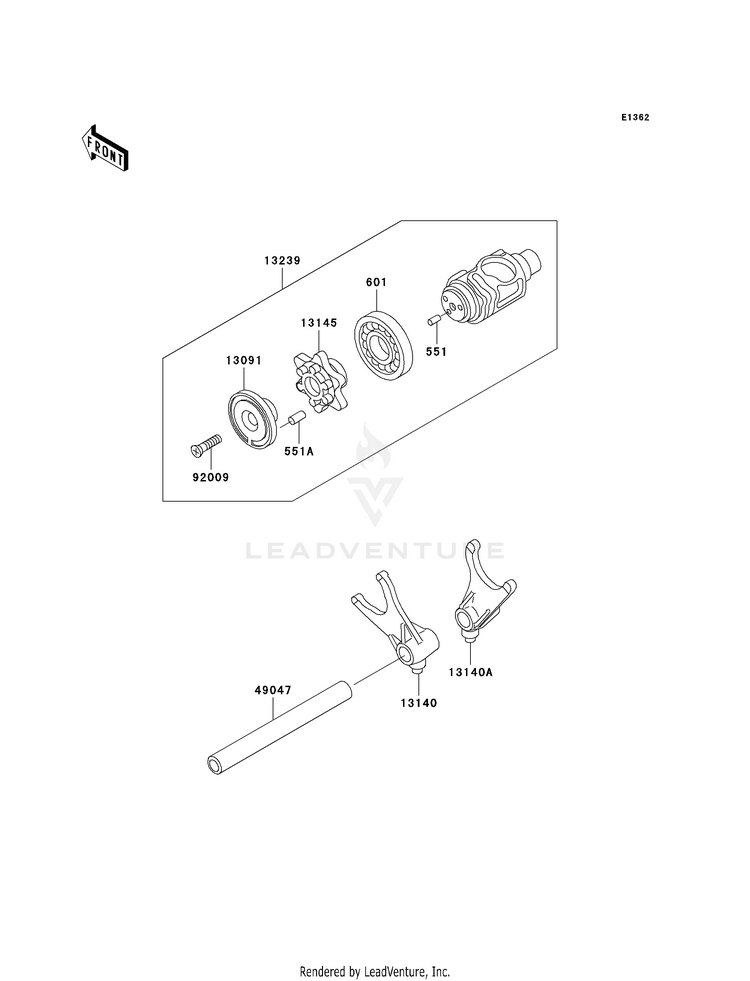 Gear Change Drum/Shift Fork(S) Schematic