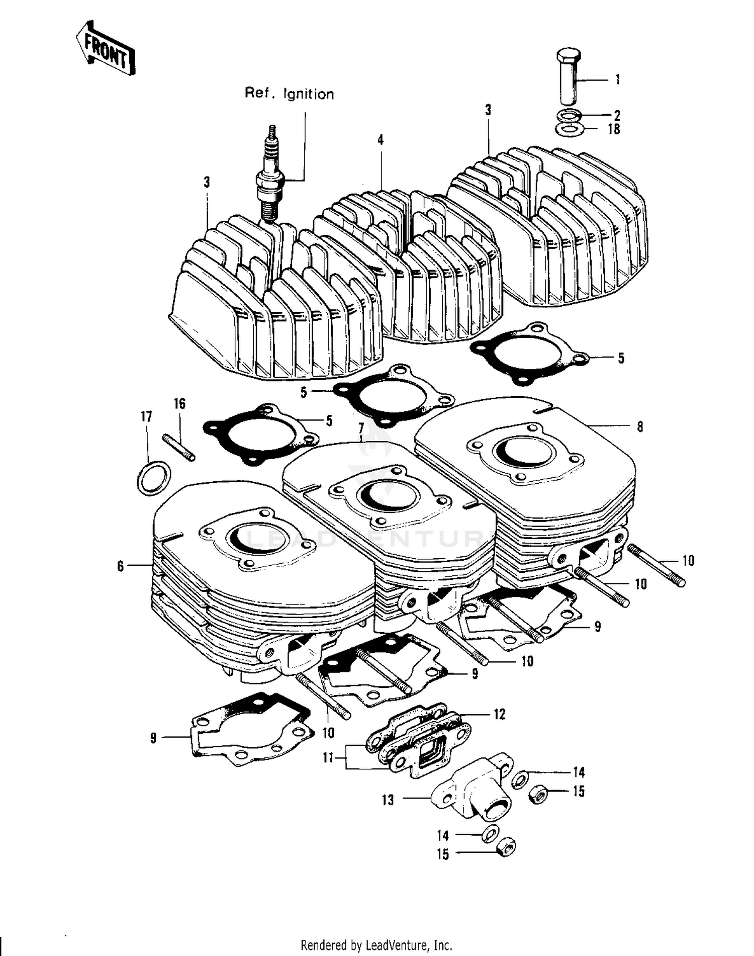 CYLINDER HEADS/CYLINDERS ('74-'75 S3/S3-