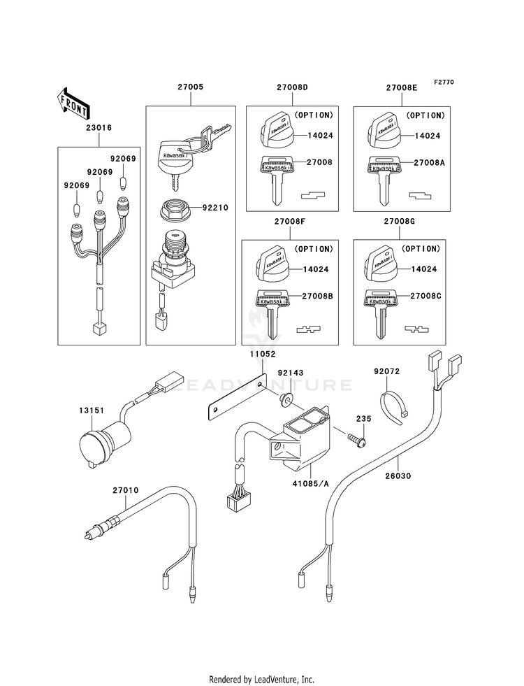 Ignition Switch KVF360AAF Prairie 360 4X4 (2010) Schematic