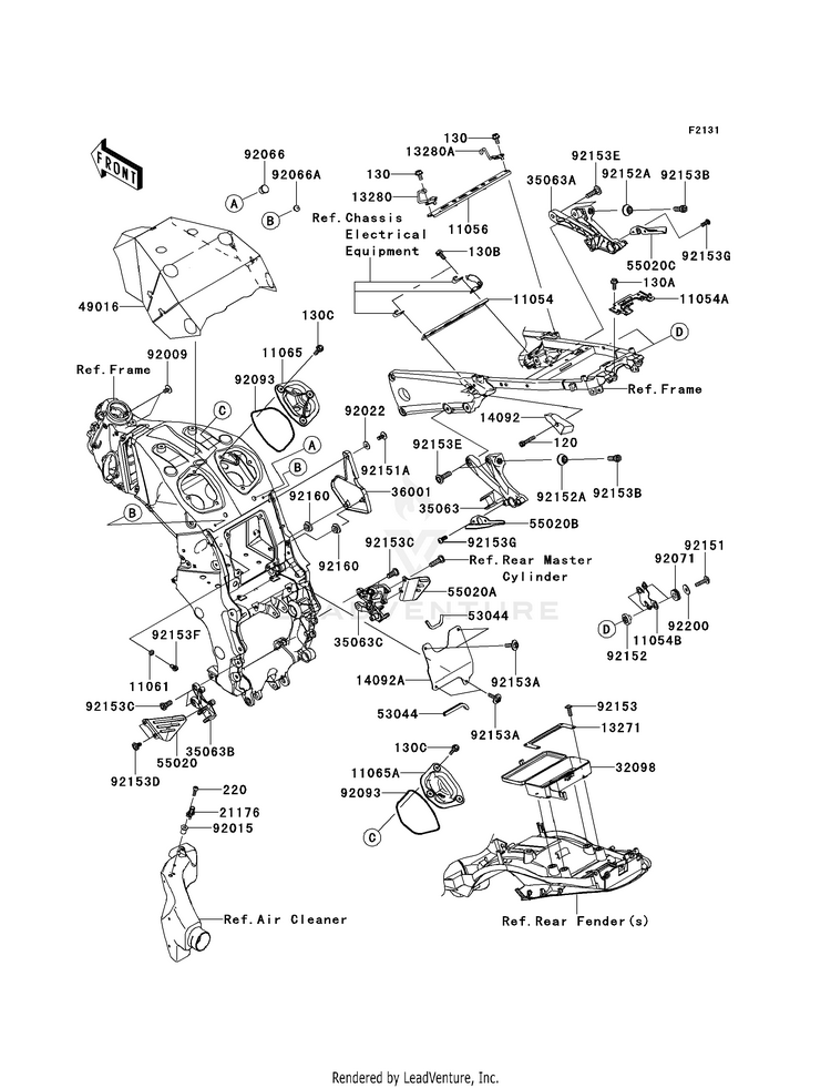 Frame Fittings ZX1400EDF Ninja ZX-14R (2013) Schematic