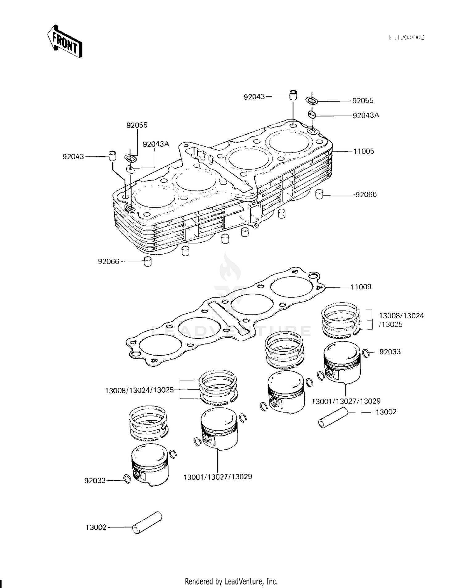 CYLINDER/PISTONS (KZ750-H2/H3)