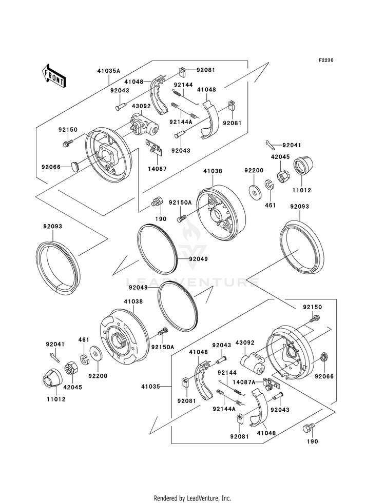 Front Hubs/Brakes (Kaf950-A1/A2) Schematic