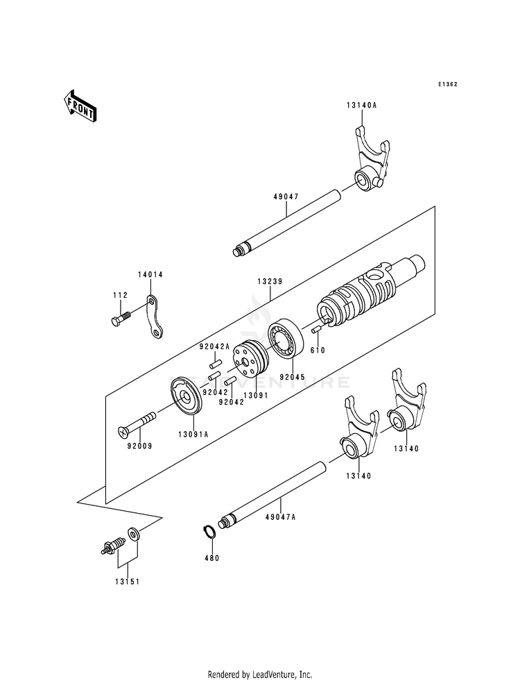 Gear Change Drum/Shift Fork(S) Schematic