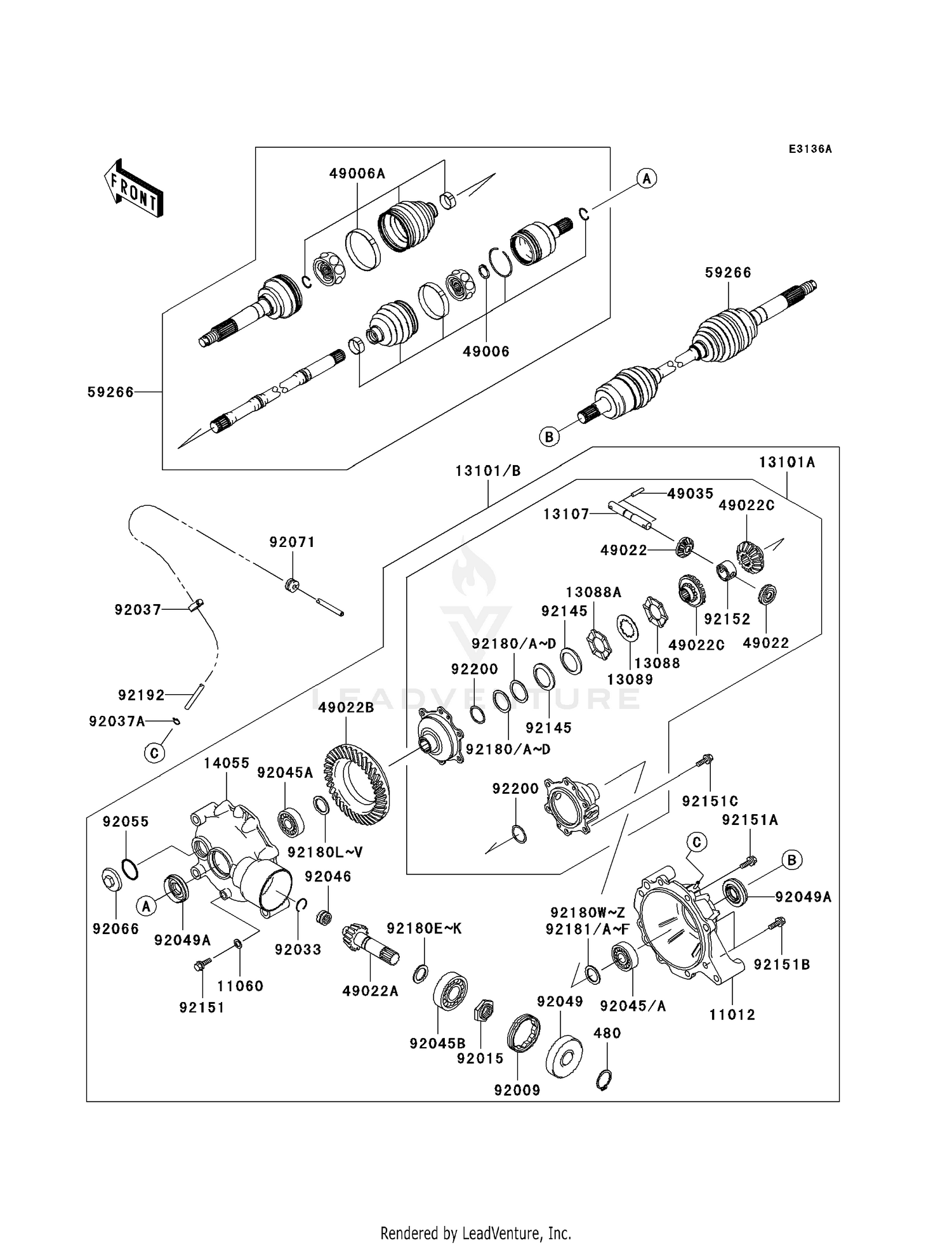 DRIVE SHAFT-FRONT (JK1AFEC1 9B512194-)