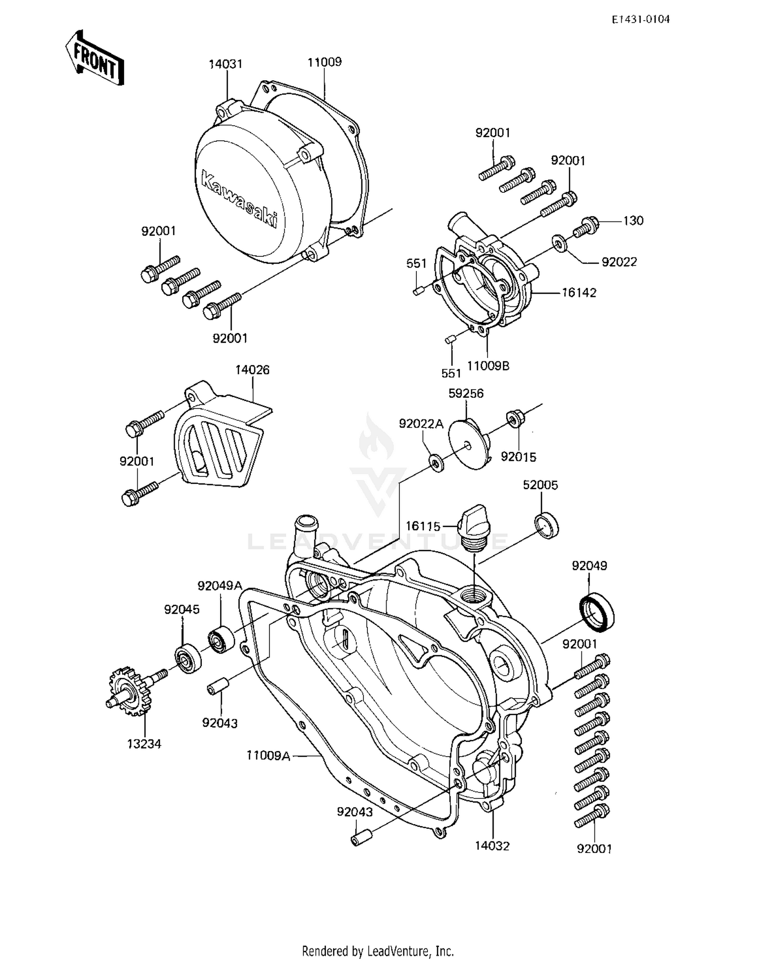 ENGINE COVERS/WATER PUMP ('83 KX250-C1)