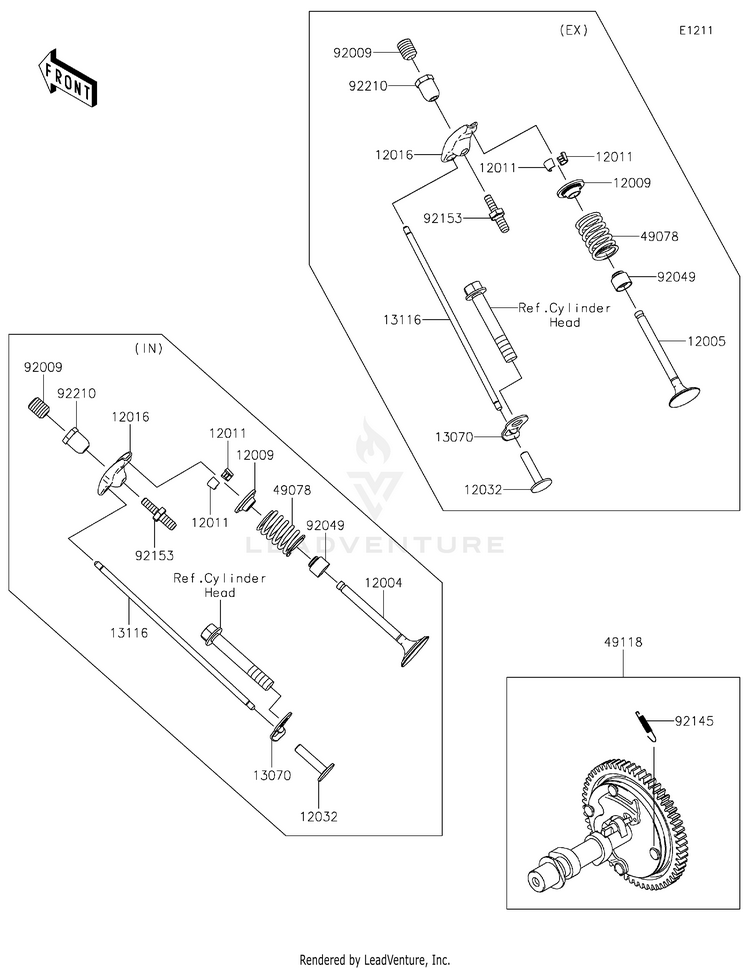 Valve(S)/Camshaft(S) KAF400RLF Mule SX 4X4 XC FI (2020) Schematic