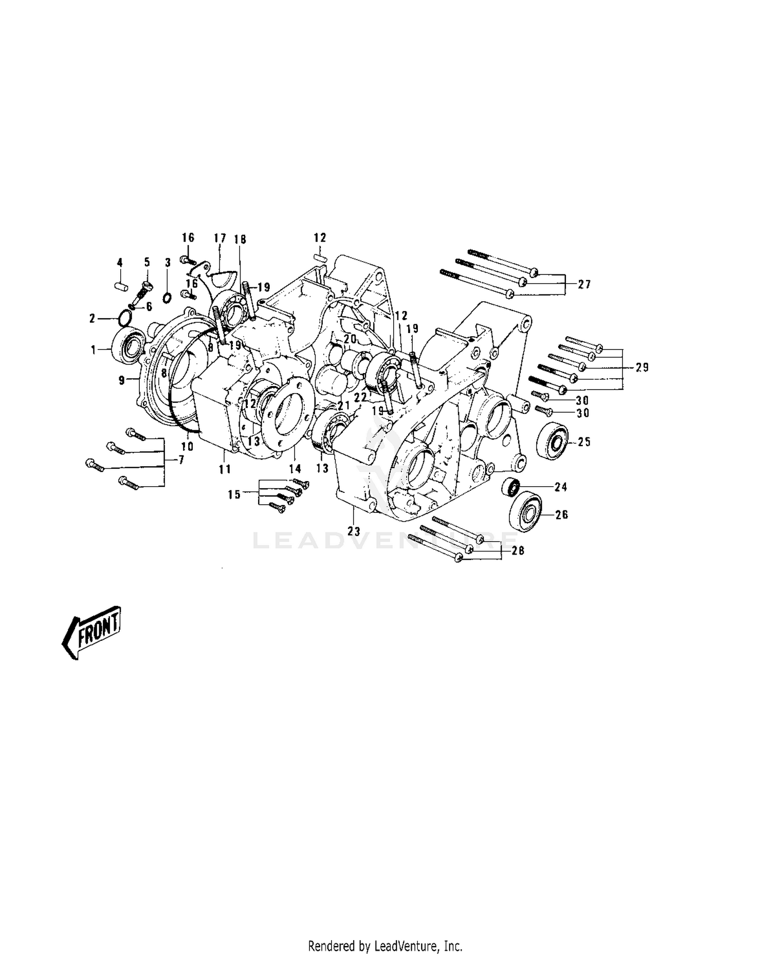 CRANKCASE ('74-'75 MC1M/MC1M-A)