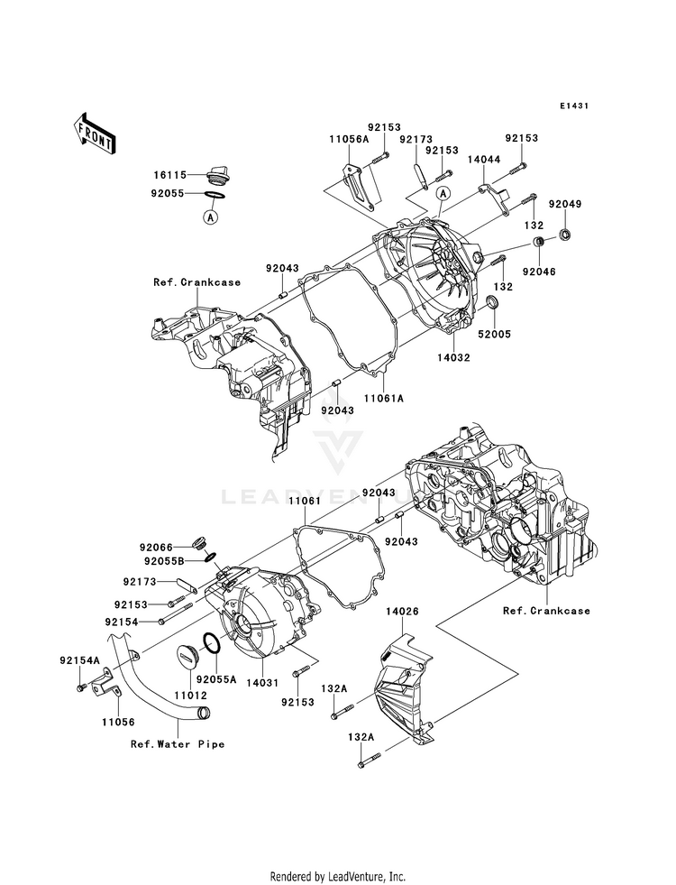 Engine Cover(S) EX300BEF Ninja 300 ABS (2014) Schematic