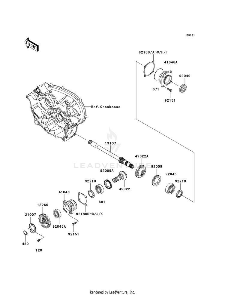 Front Bevel Gear KVF650H8F Brute Force 650 4x4i (2008) Schematic
