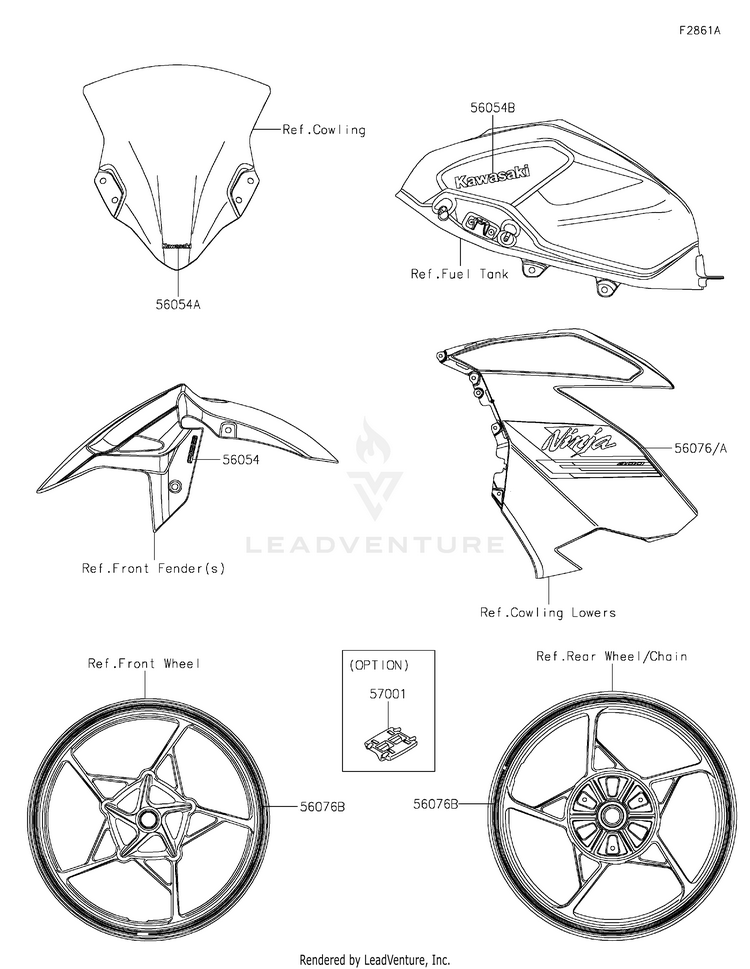 Decals(Red)(Gmfnn/Gmfnl) EX400GMFNL Ninja 400 ABS (2021) Schematic