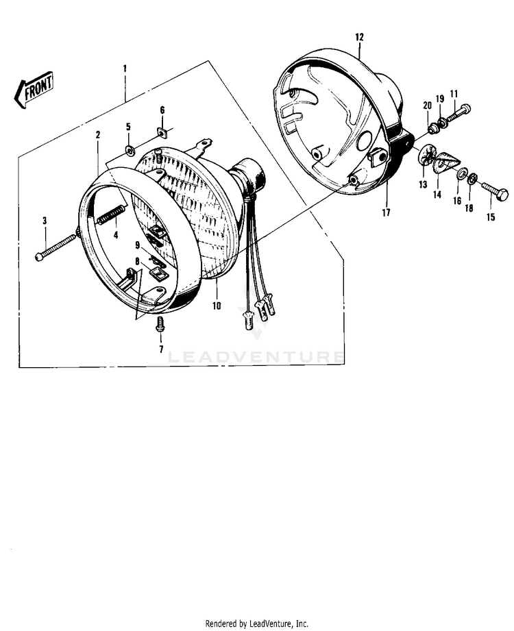 Headlight ('74-'75 F9-B/F9-C 350) Schematic