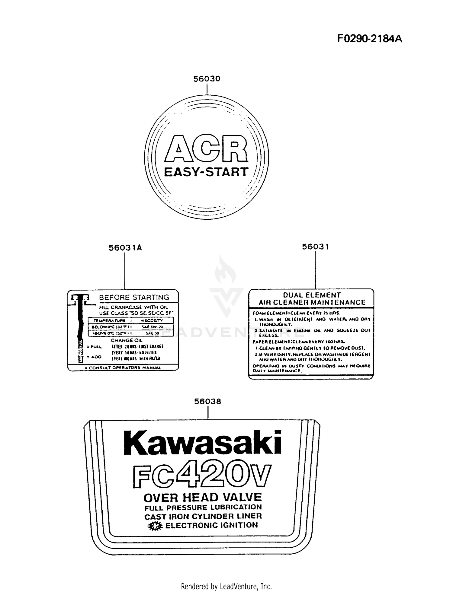 Kawasaki Engines Fc4v As12 4 Stroke Engine Fc4v Label