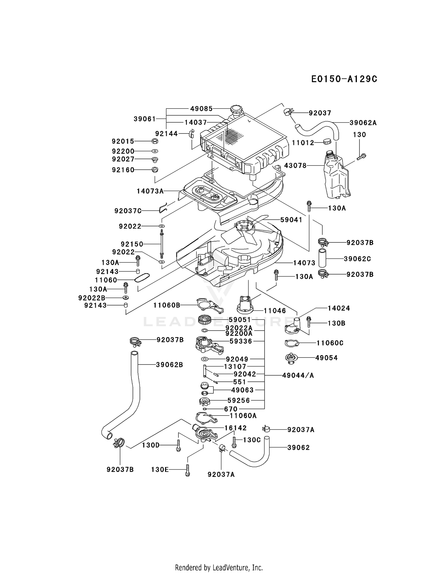 Kawasaki Engines FD440V-AS02 4 Stroke Engine FD440V COOLING-EQUIPMENT