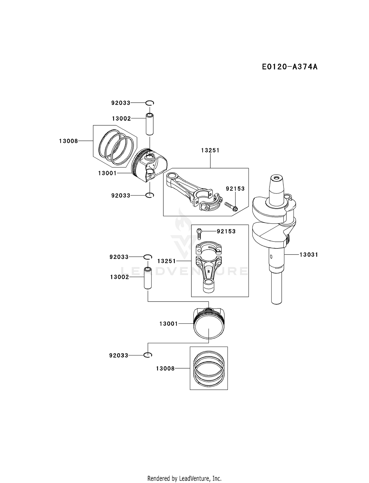 Kawasaki Engines FX850V-CS11 4 Stroke Engine FX850V PISTON/CRANKSHAFT