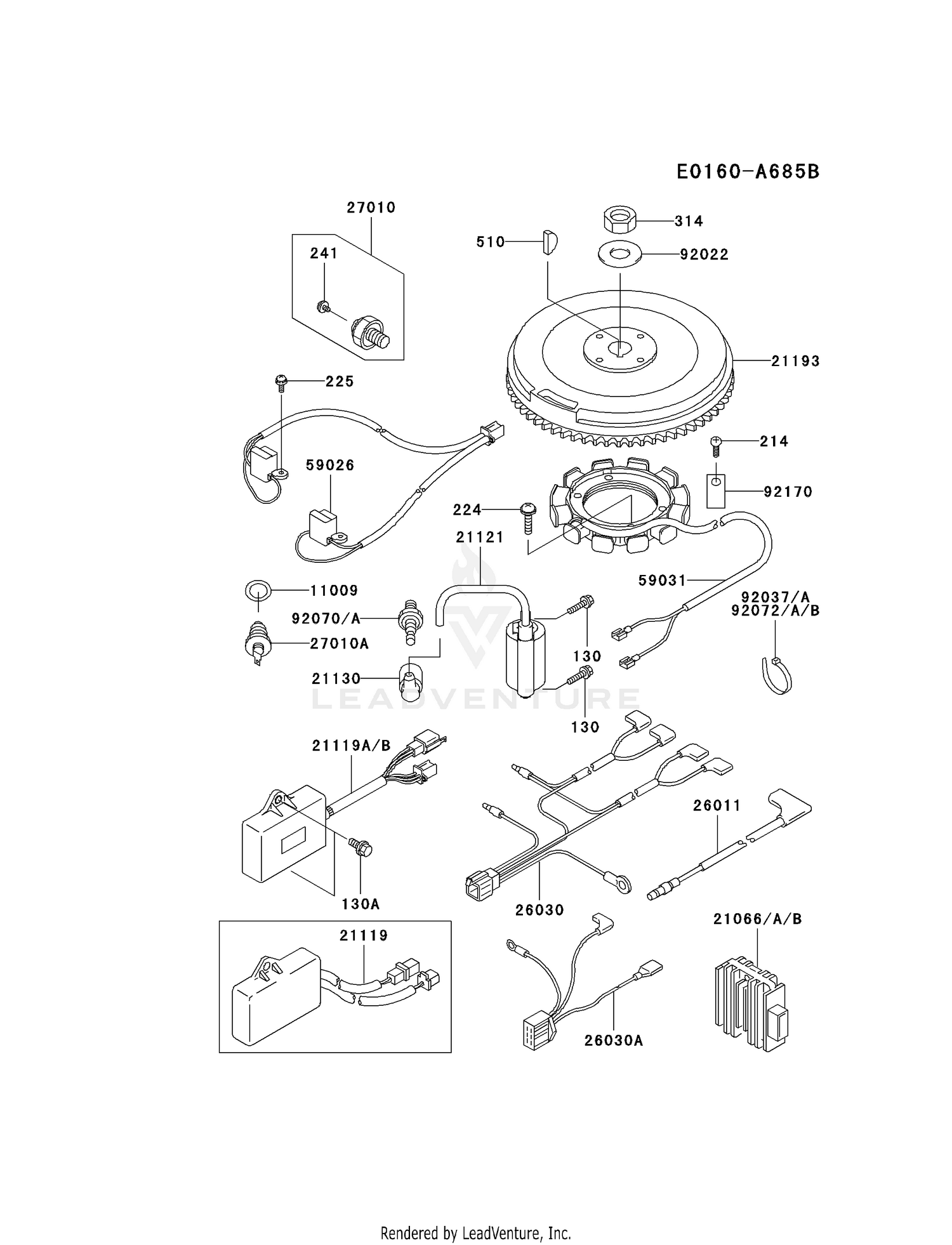 Kawasaki Engines FD501V-AS01 4 Stroke Engine FD501V ELECTRIC-EQUIPMENT