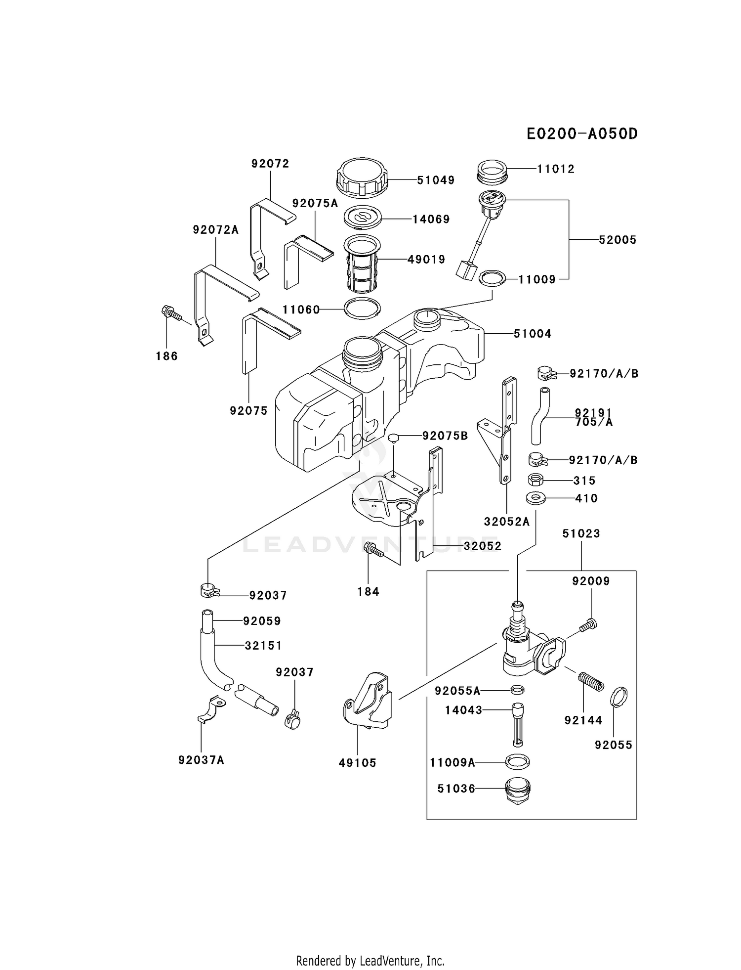 Kawasaki Engines Fc290v Es13 4 Stroke Engine Fc290v Fuel Tank Fuel Valve