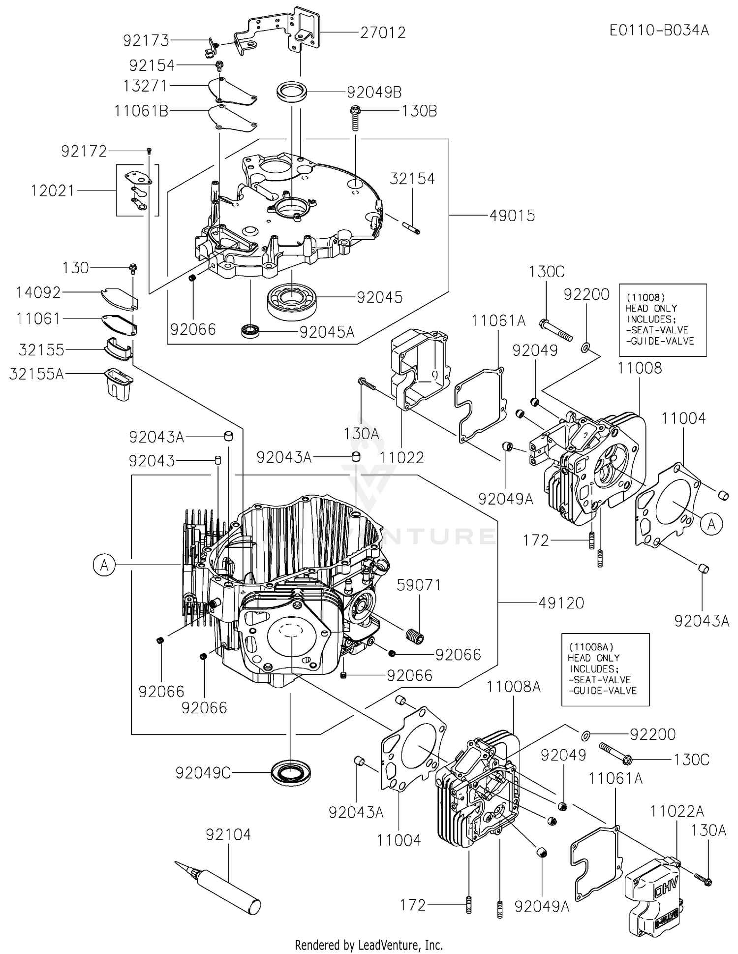 Kawasaki Engines FXT00V-AS45 4 Stroke Engine FXT00V CYLINDER/CRANKCASE