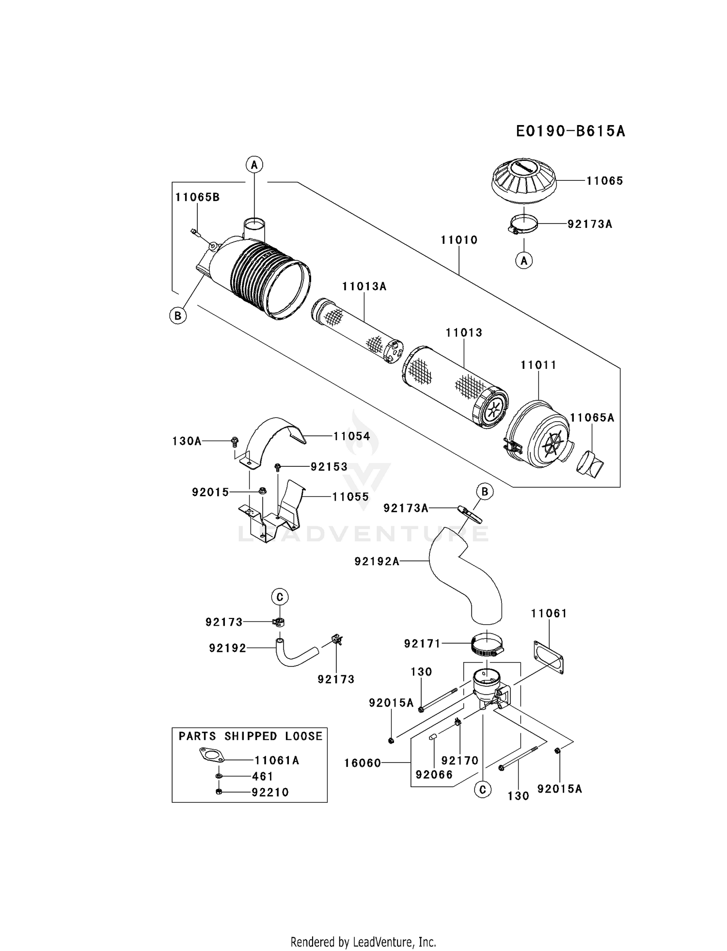 【RT-64188】　専用 Kawasaki Engines FXT00V-AS19 4 Stroke Engine FXT00V AIR-FILTER/MUFFLER