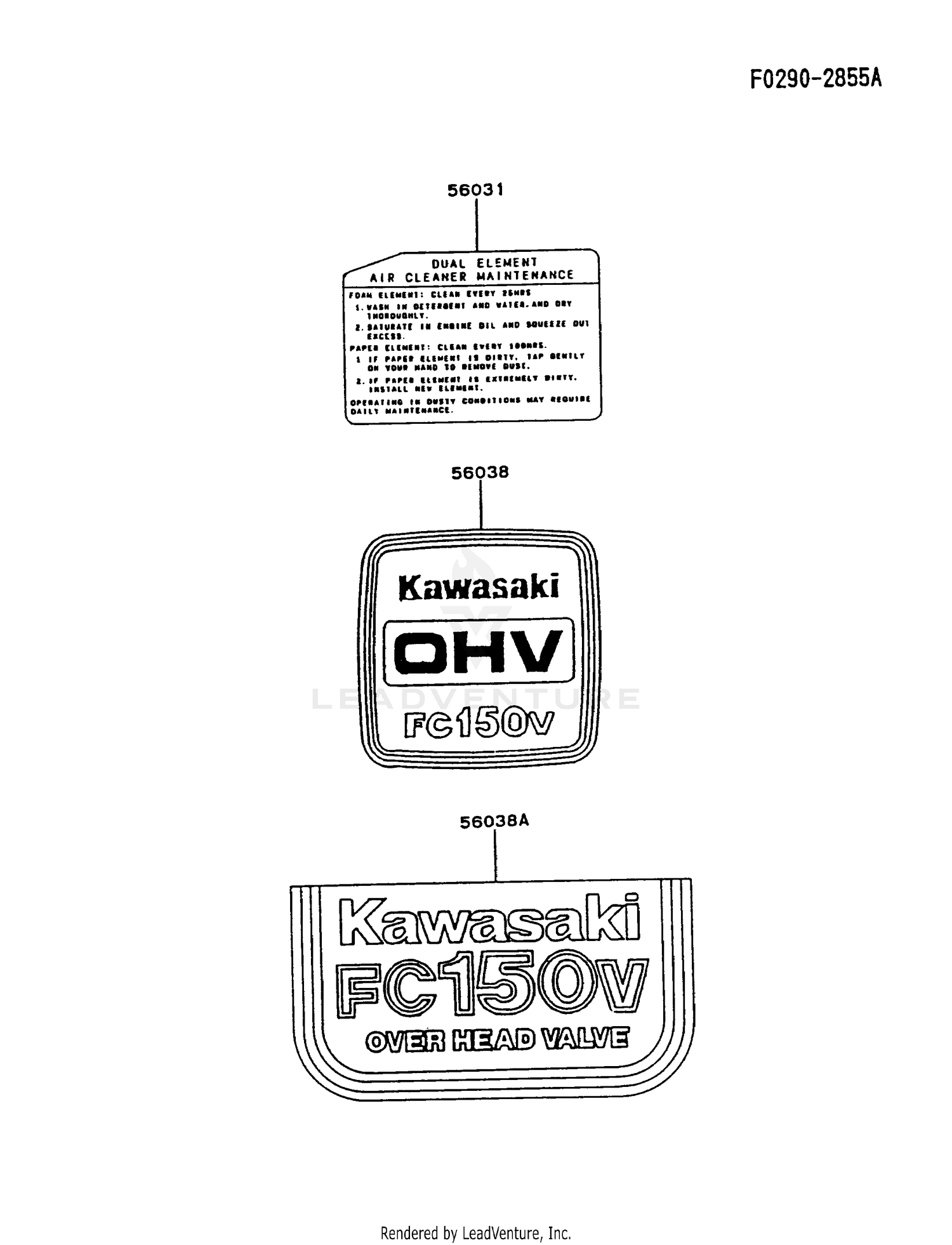 Kawasaki Engines Fc150v Es08 4 Stroke Engine Fc150v Label