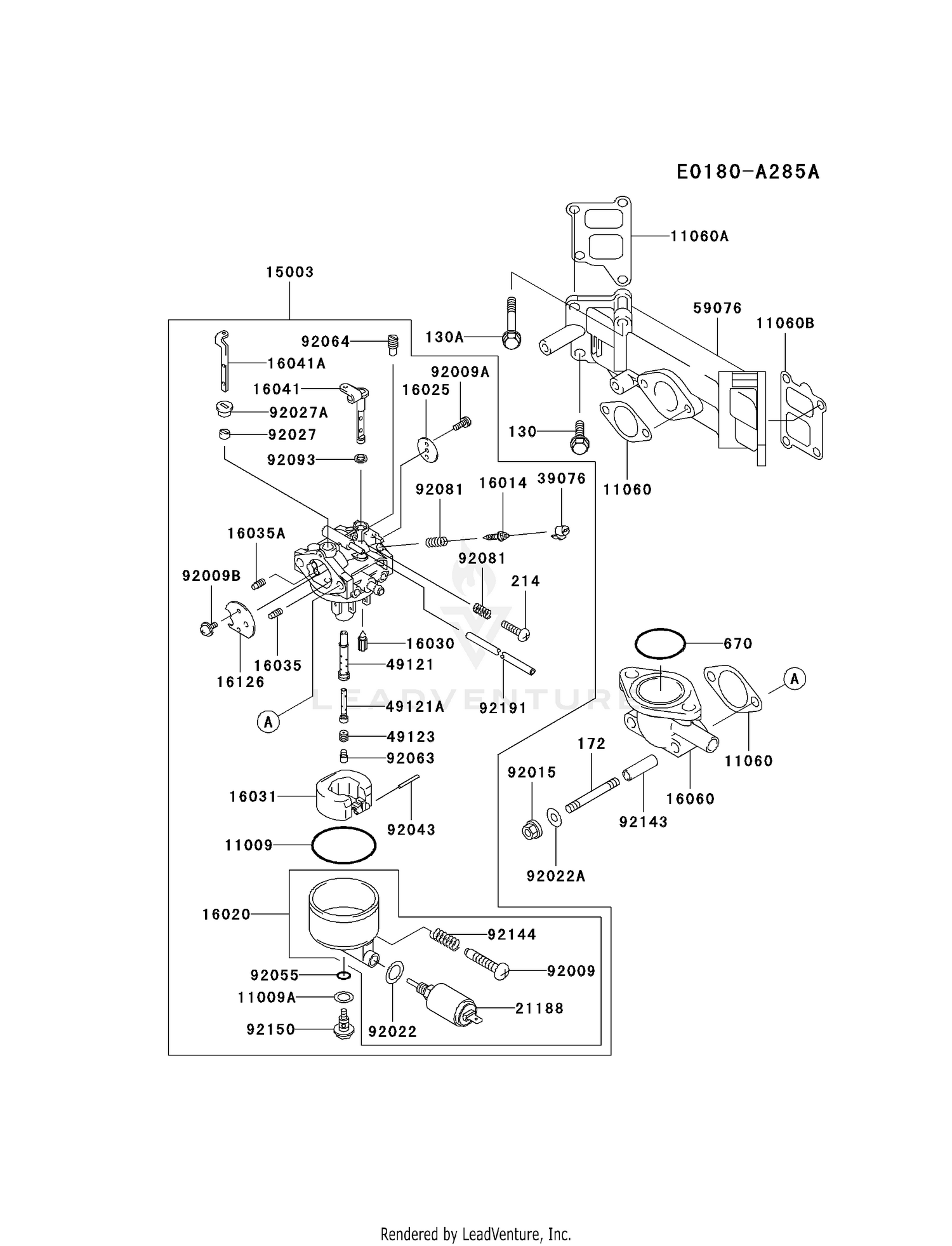 Kawasaki Engines FD590V-AS07 4 Stroke Engine FD590V CARBURETOR