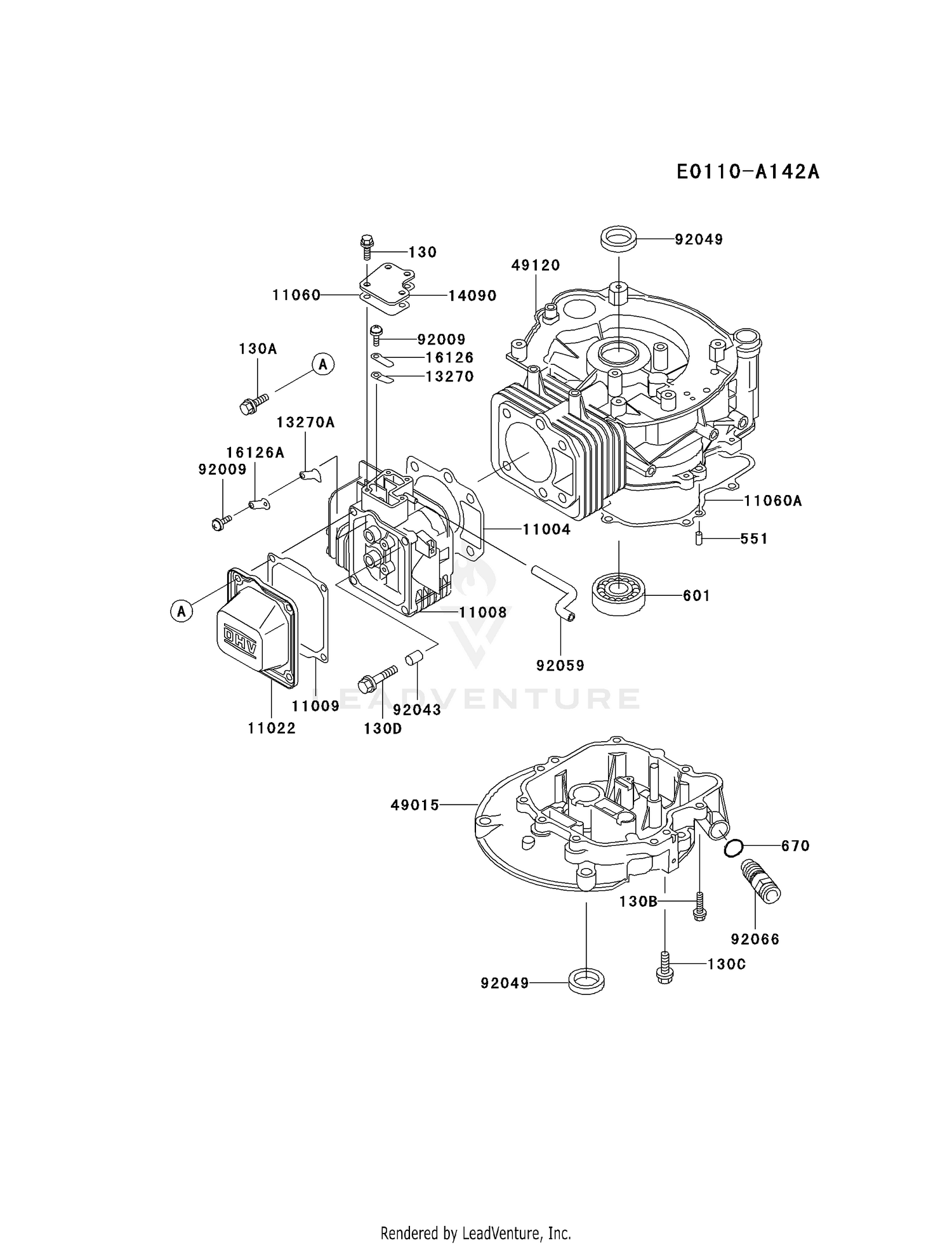 Kawasaki Engines FC150V-FS31 4 Stroke Engine FC150V CYLINDER/CRANKCASE