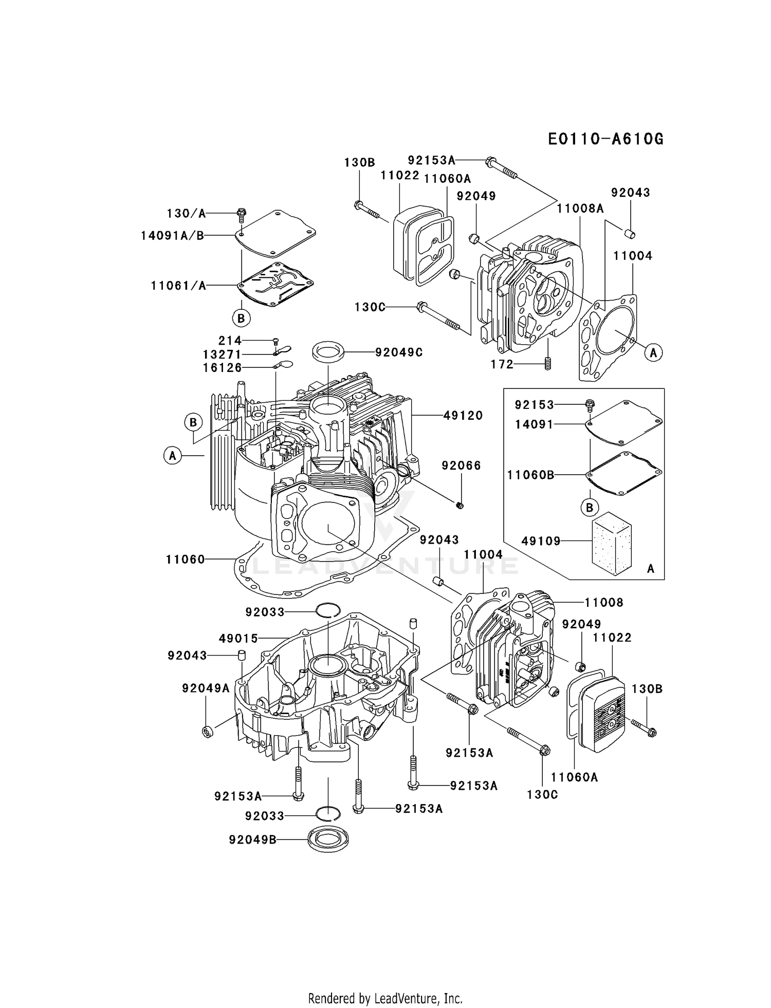 Kawasaki Engines FH721V BS38 4 Stroke Engine FH721V CYLINDER CRANKCASE