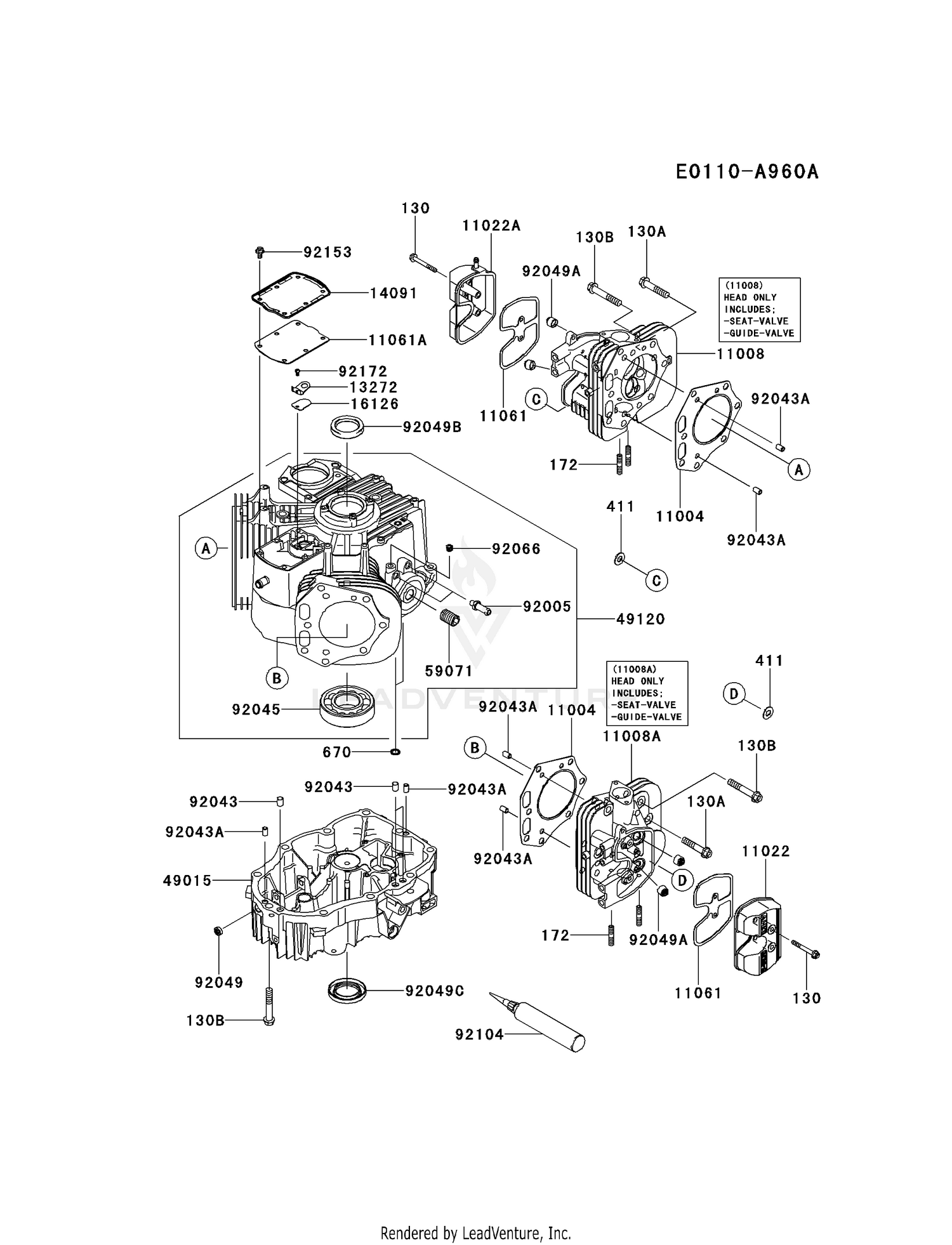 Kawasaki Engines FX801V-ES08 4 Stroke Engine FX801V CYLINDER