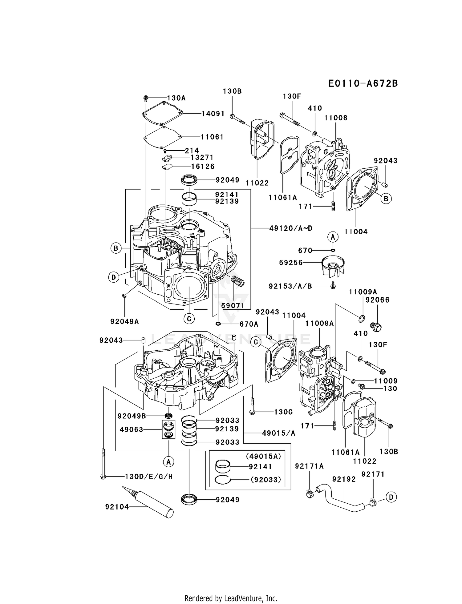 Kawasaki Engines FD731V-BS05 4 Stroke Engine FD731V CYLINDER/CRANKCASE