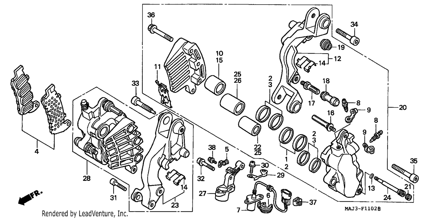 FRONT BRAKE CALIPER (ST1100AT/AV/AW)