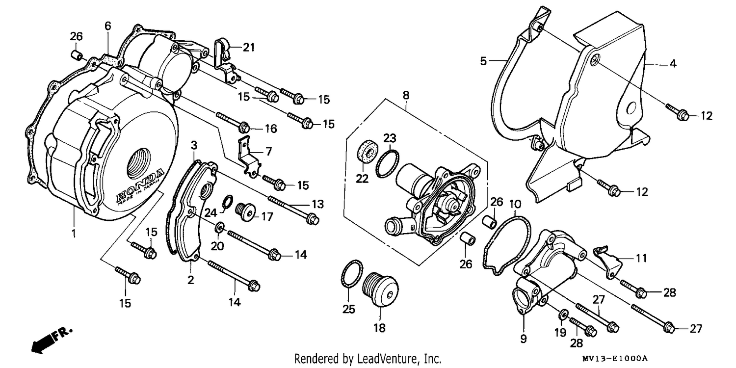 LEFT CRANKCASE COVER/ WATER PUMP/REAR COVER