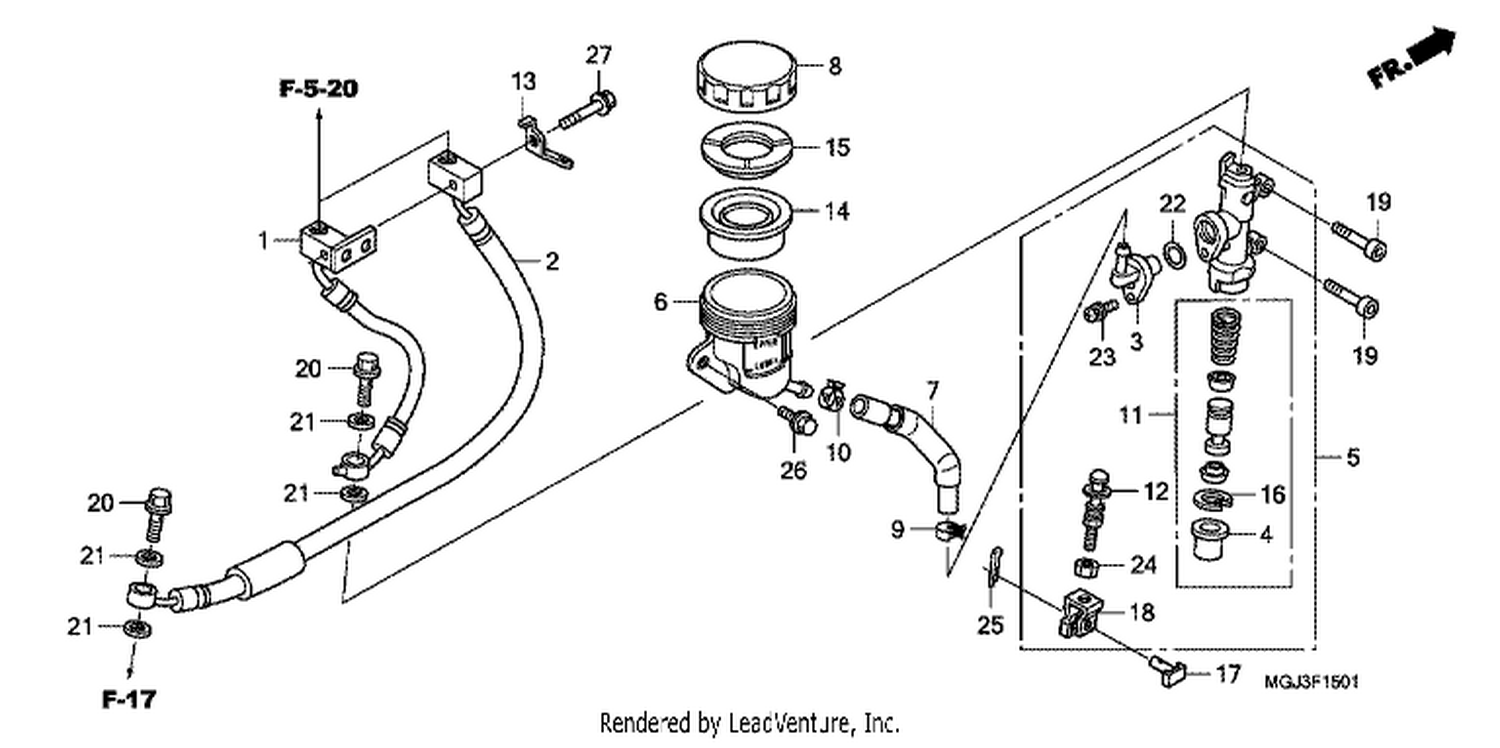  1 REAR BRAKE MASTERCYLI NDER (CBF1000FA/ FS/ FT)