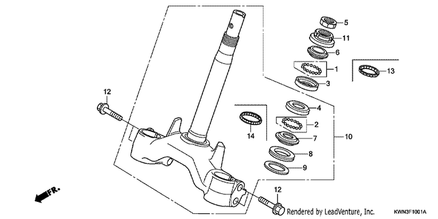  1 STEERI NG STEM (WW125EX2C/ EX2D/ EX2E/ D)