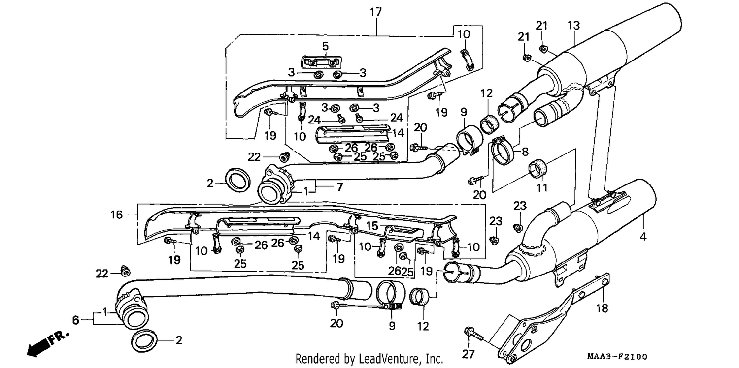 EXHAUST MUFFLER (VT1100CS/CT)