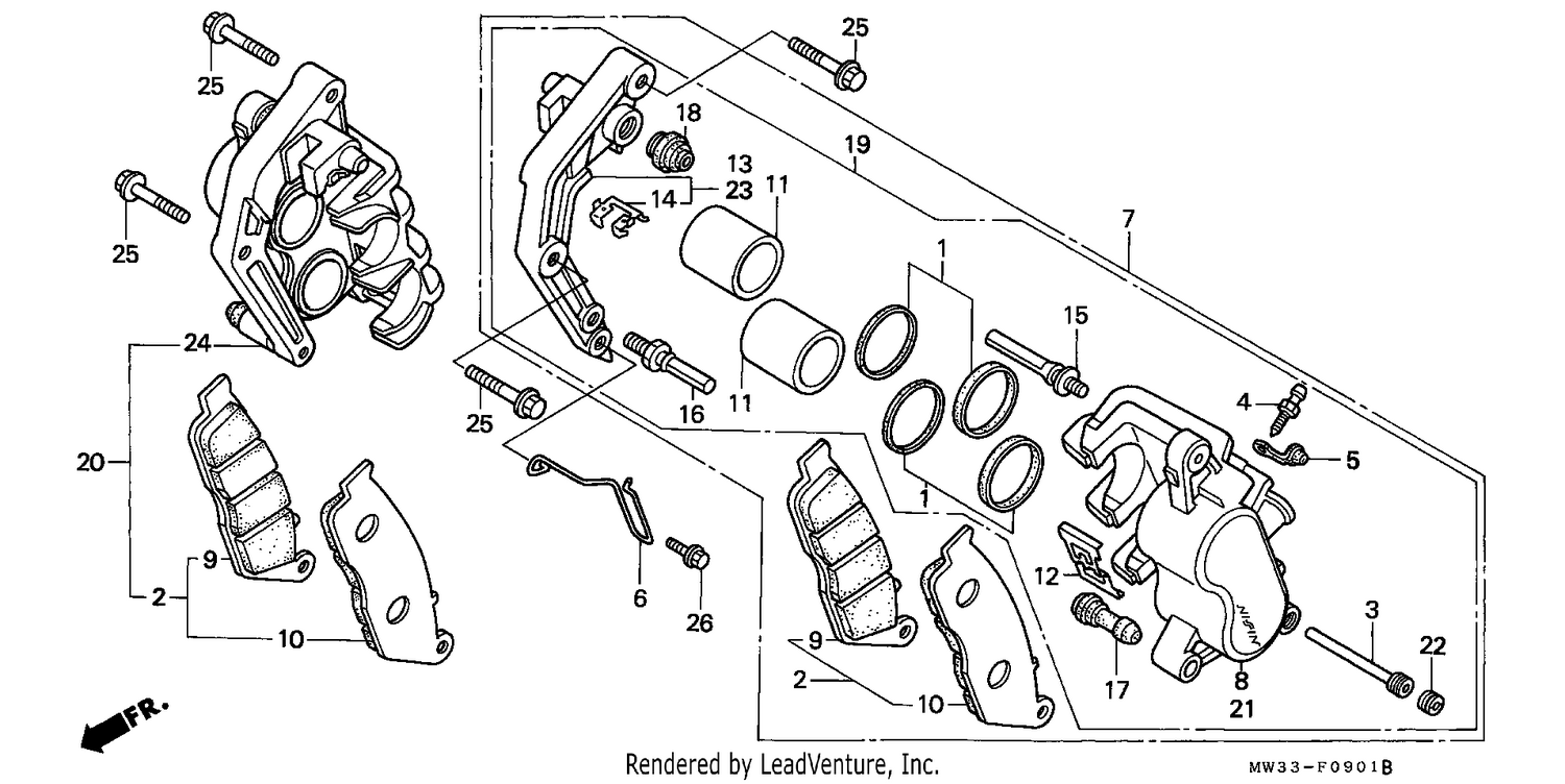 FRONT BRAKE CALIPER (CB750F2)