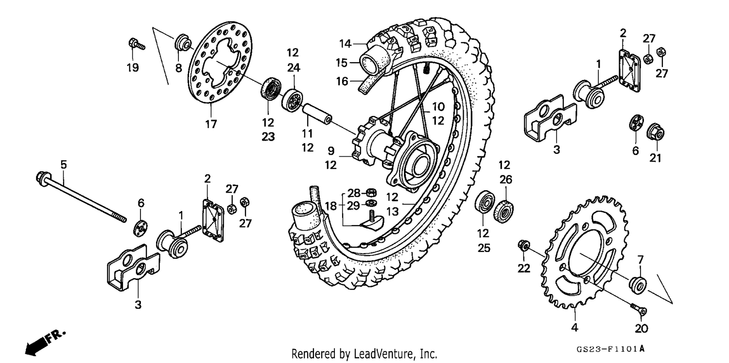REAR WHEEL (CR80RN/RP/RR)