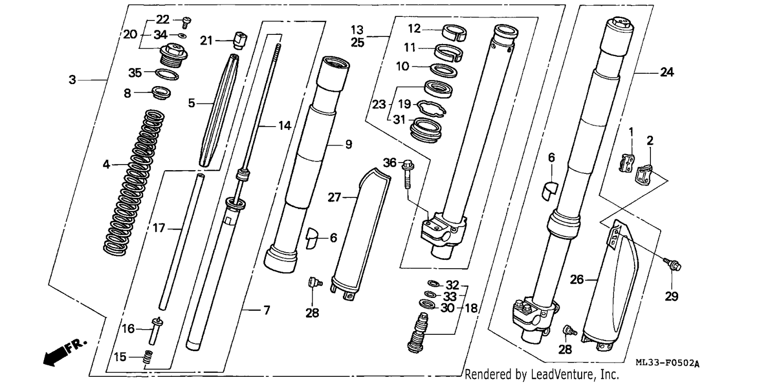 FRONT FORK (CR500RN/RP/RR)