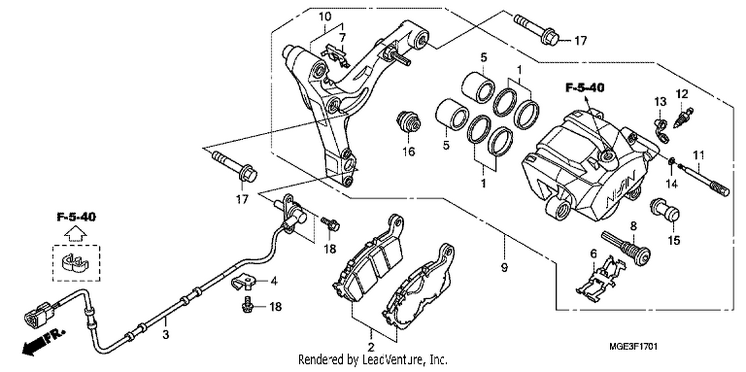  1 REAR BRAKE CALIPER (VFR1200FD)