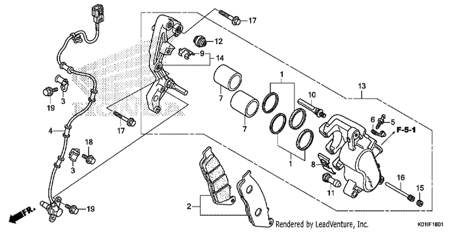  1 FRONT BRAKE CALIPER (ABS)