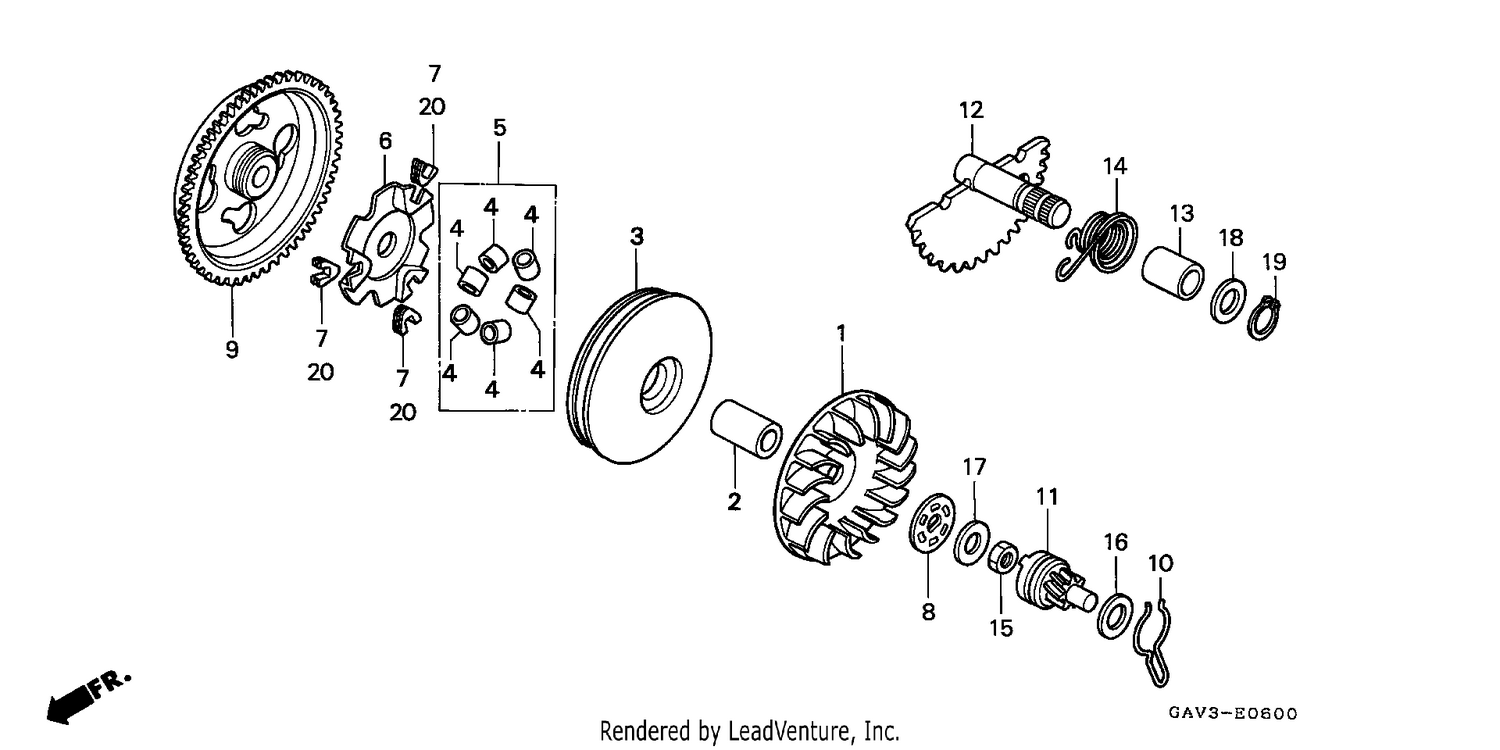 DRIVE FACE/ KICK STARTER SPINDLE
