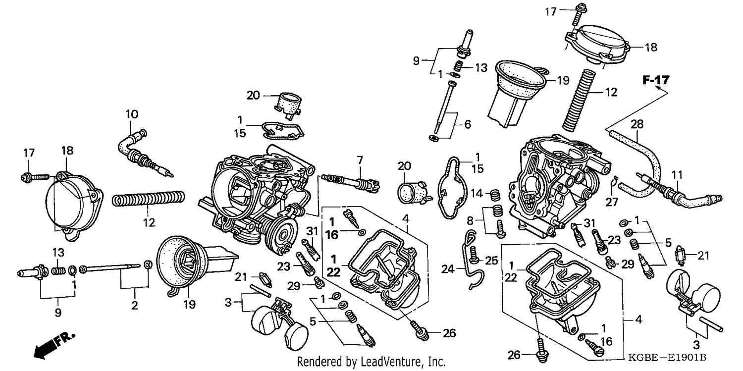 CARBURETOR (COMPONENT PAR TS) (VT125C1/3)(VT125C21)