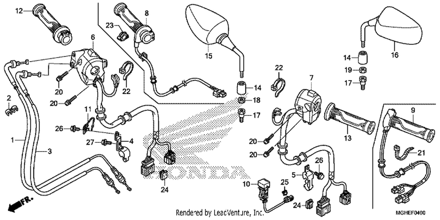  SWITCH/CABLE/MIRROR (VFR1200X/XA/XL)