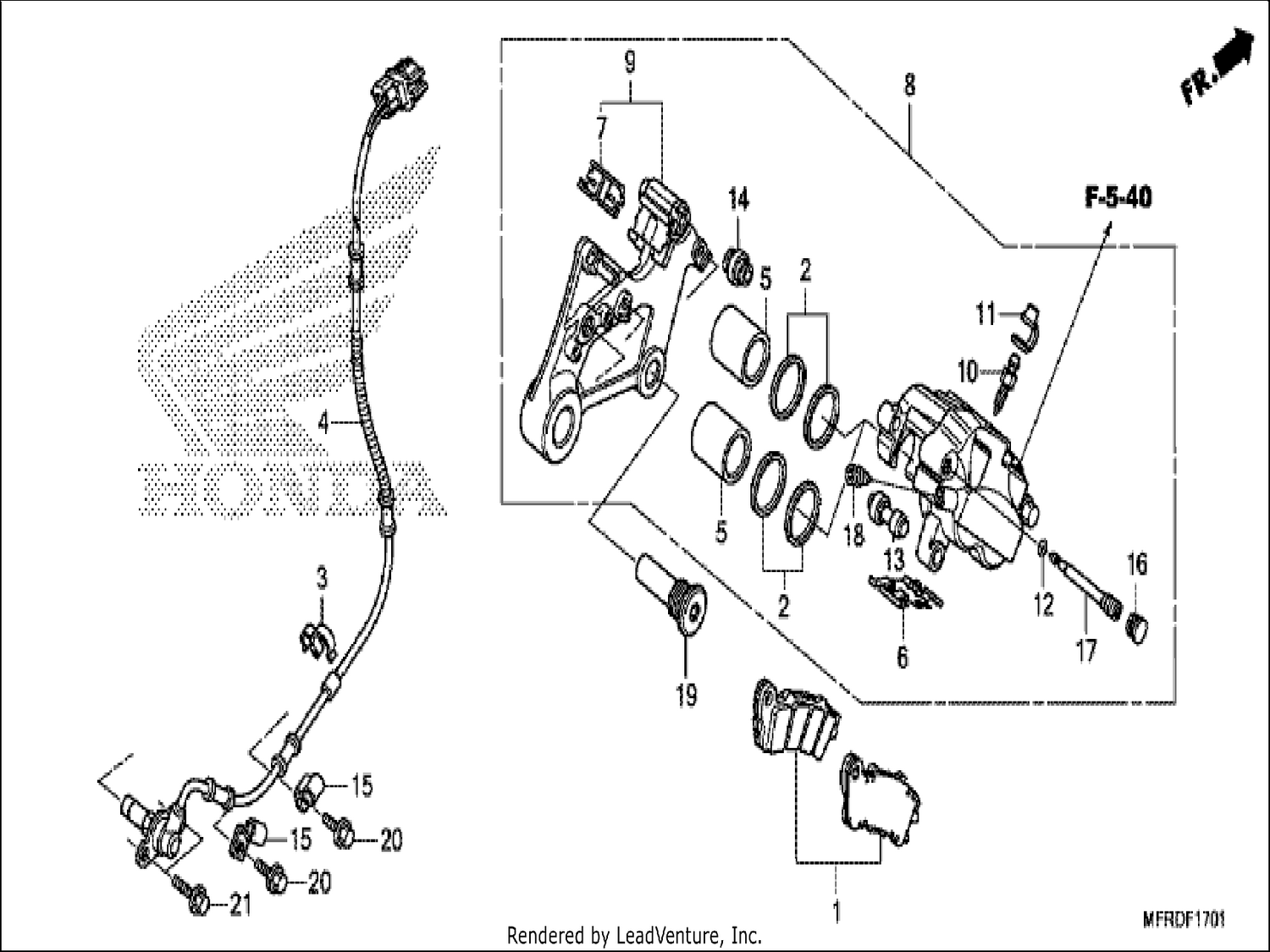  1 REAR BRAKE CALIPER (VT1300CXA)