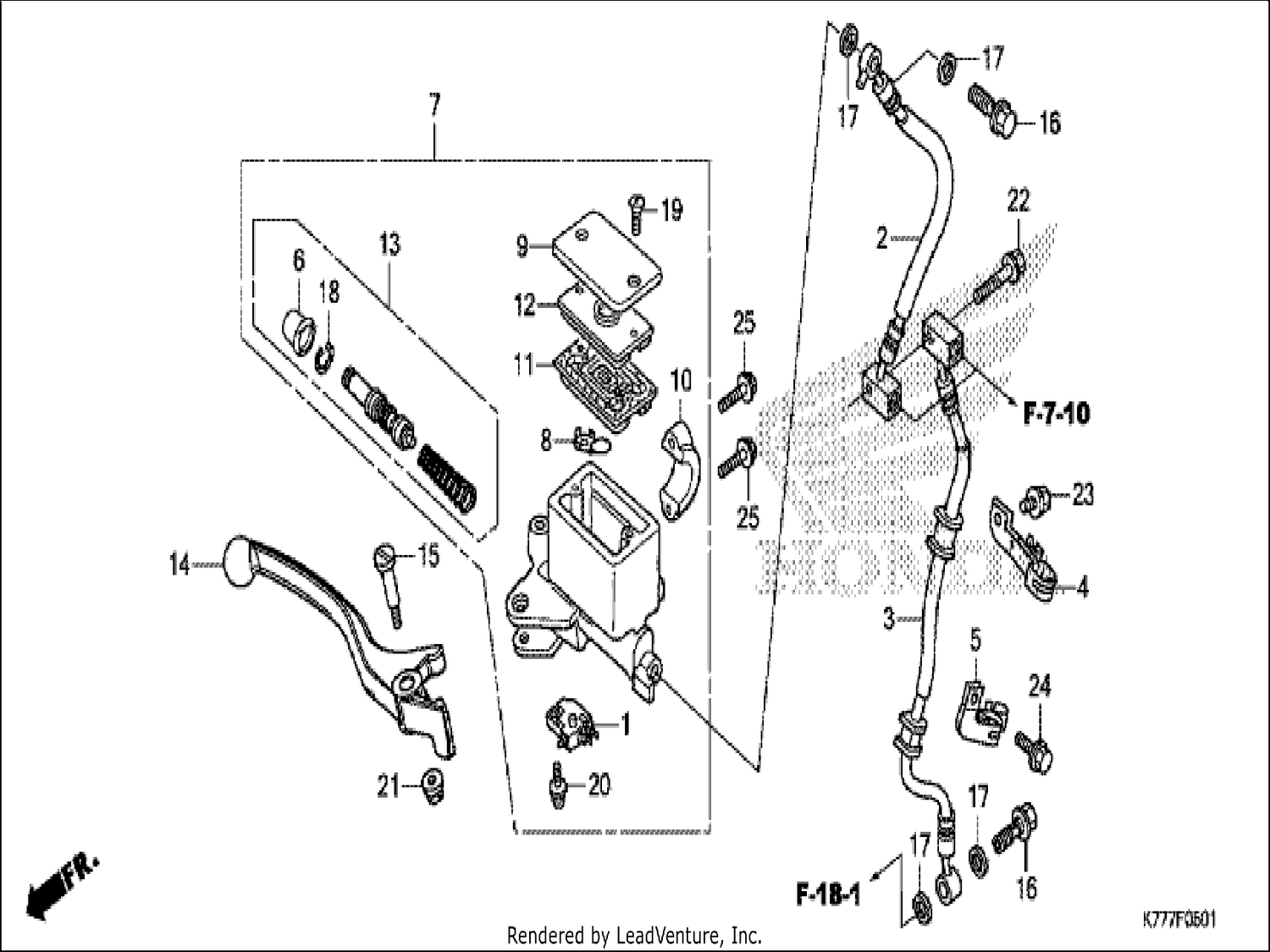  1 FRONT BRAKE MASTER CYLINDER (SH125AD/SH150AD)